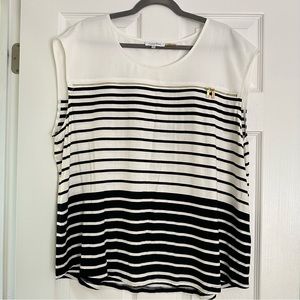 2X Calvin Klein black and white stripe tank with gold hardware